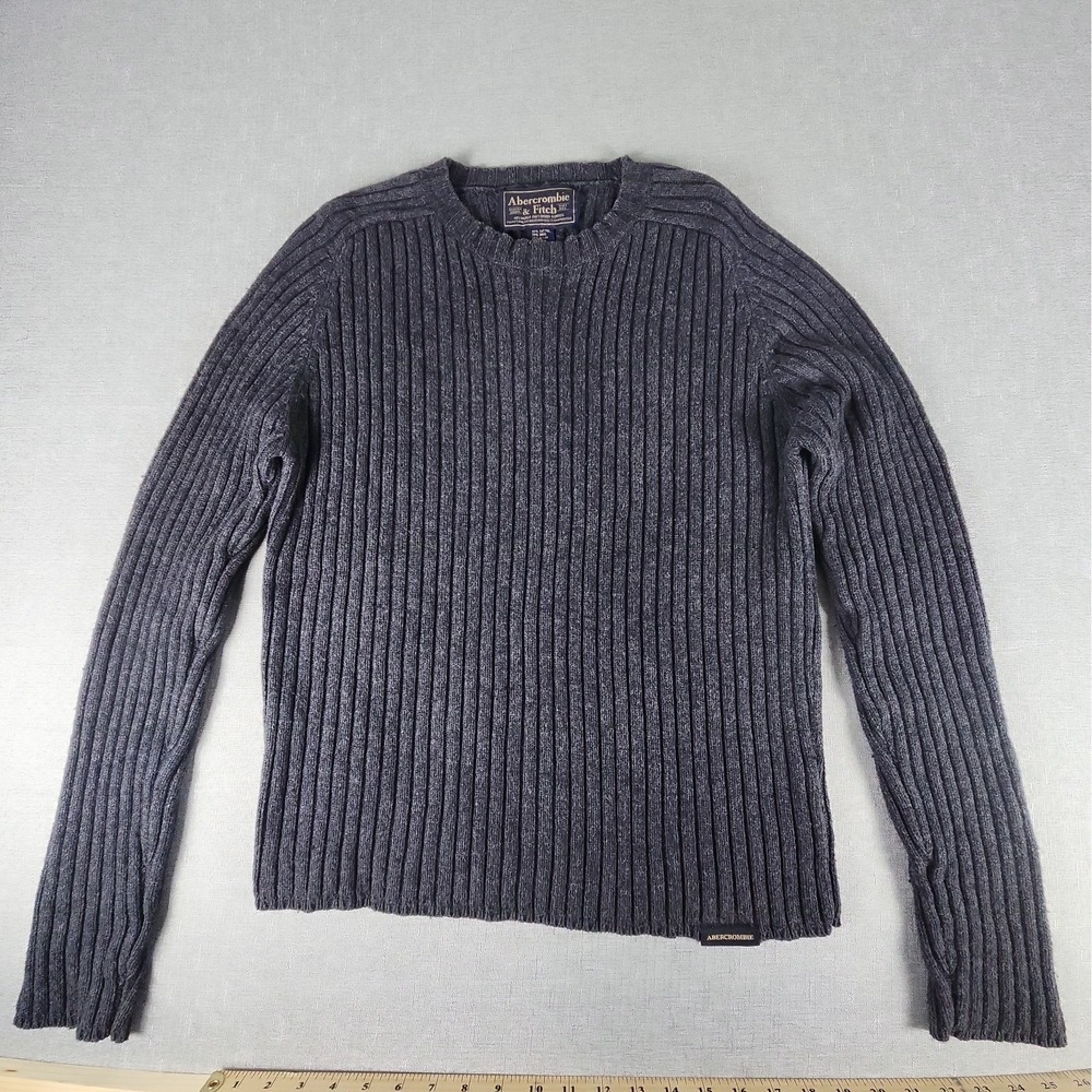 Abercrombie & Fitch Womens Large Wool Blend Knit Ribbed Sweater Charcoal Y2K EUC